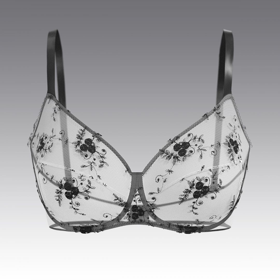 Бюстгальтер из тюля с вышивкой 2996.12 ARDI белый с черным
