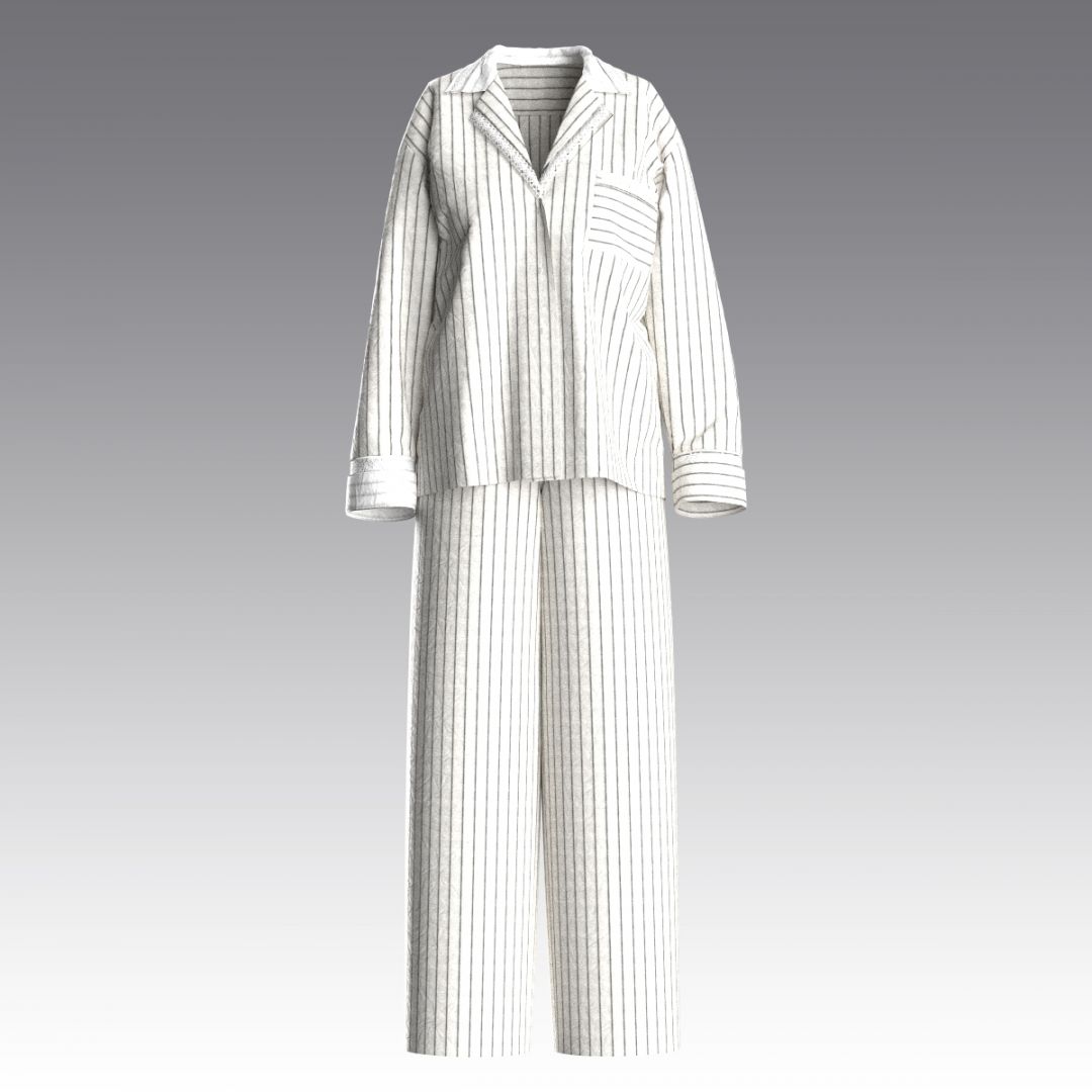 Костюм в пижамном стиле из вареного хлопка 4026.54.58 ARDI молочный