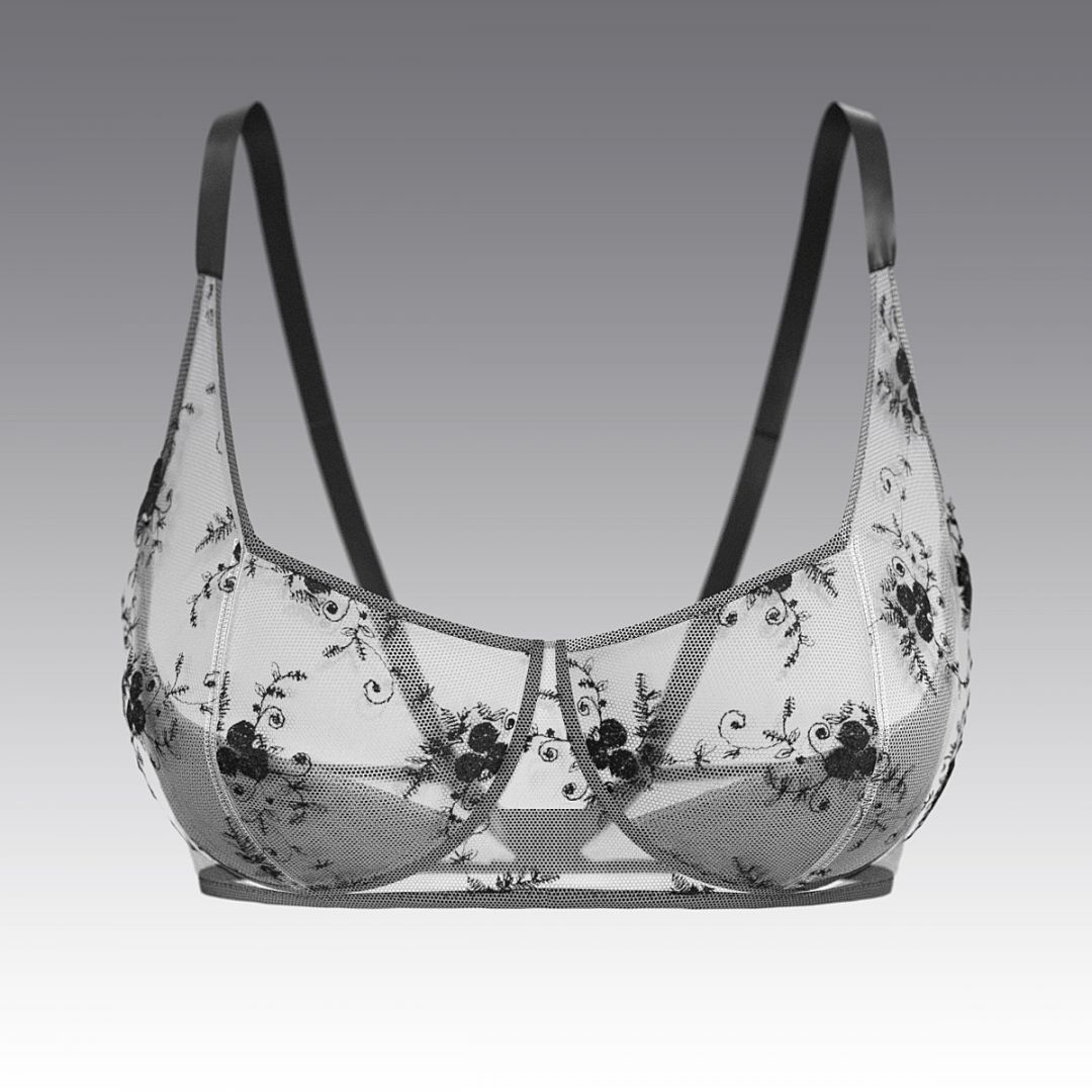 Бюстгальтер из тюля с вышивкой 2996.16 ARDI белый с черным
