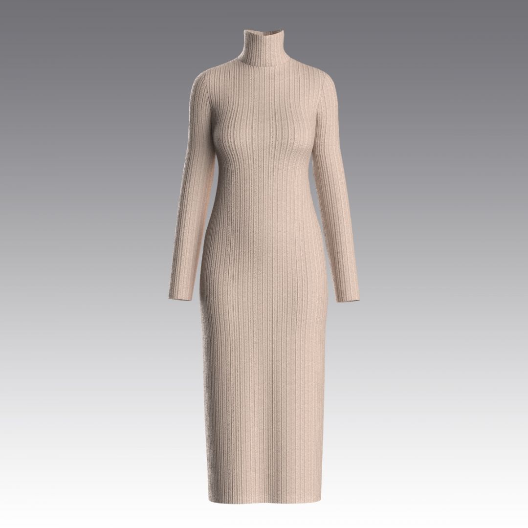 Платье из трикотажа в рубчик R2896.48 ARDI бежевый