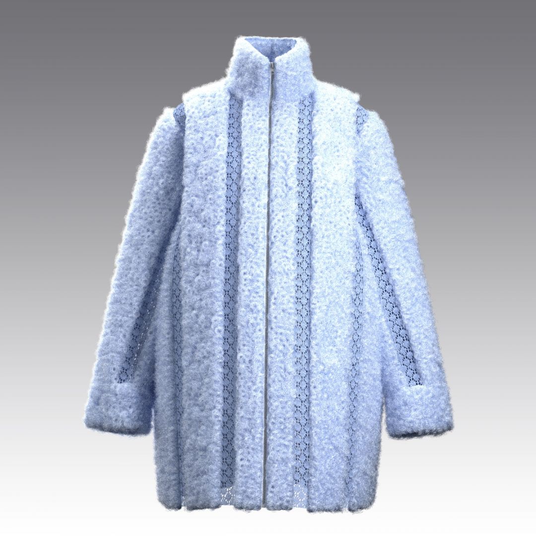 Крафтовая шуба из шерстяного меха и кроше 4030.54 ARDI джинс