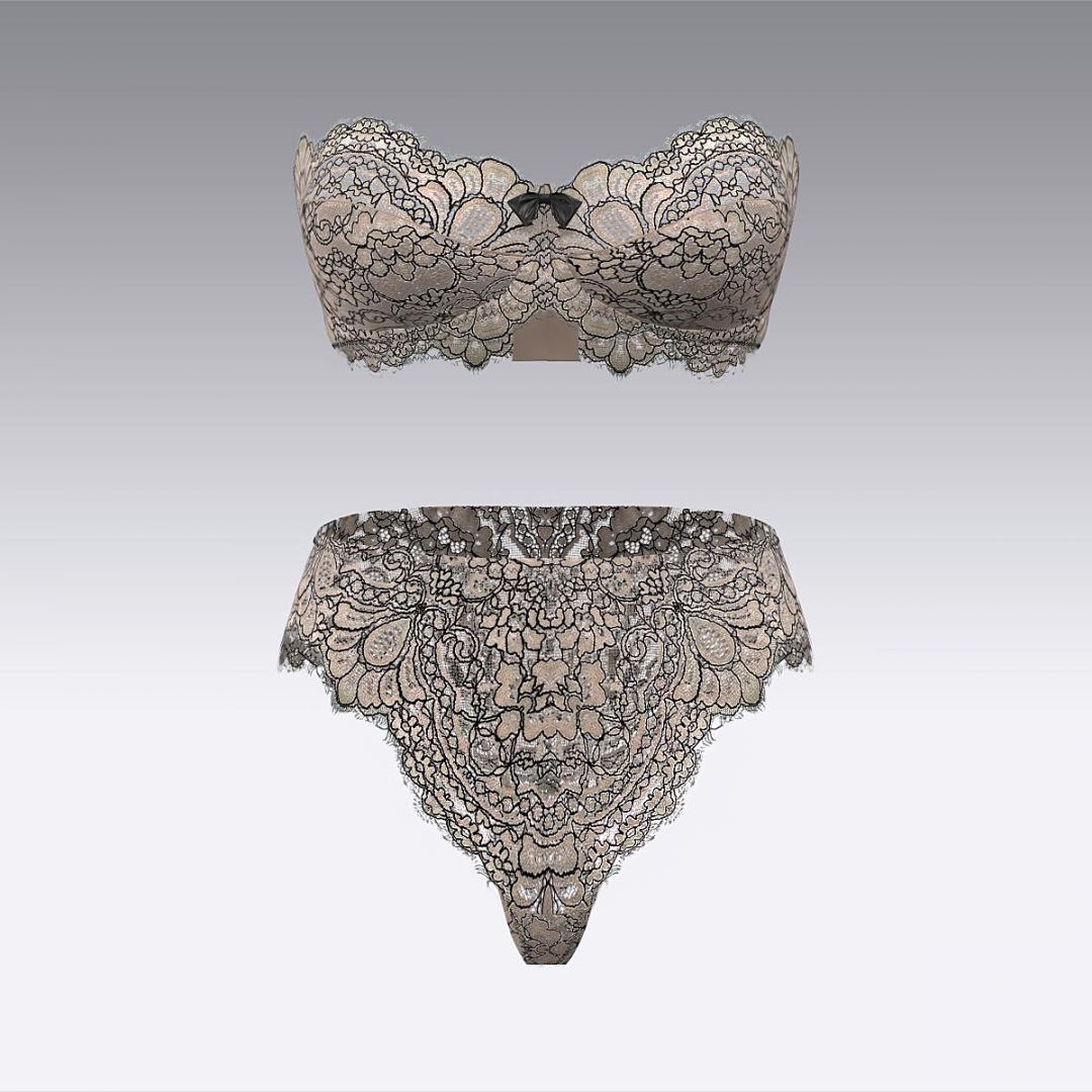 Комплект с балконетом из кружева Шантильи 2936.18.21 ARDI бежевый