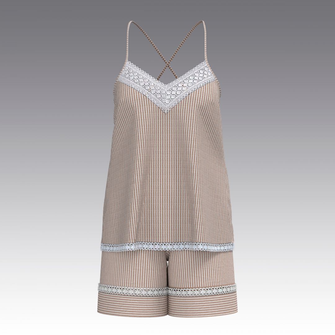 Пижама с топом и шортами из вареного хлопка 2980.40.55 ARDI бежевый