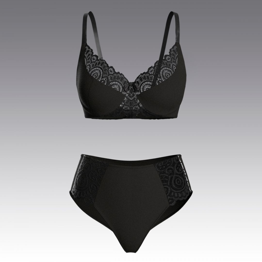 Комплект без косточек из хлопка с кружевом 4024.19.24 ARDI черный