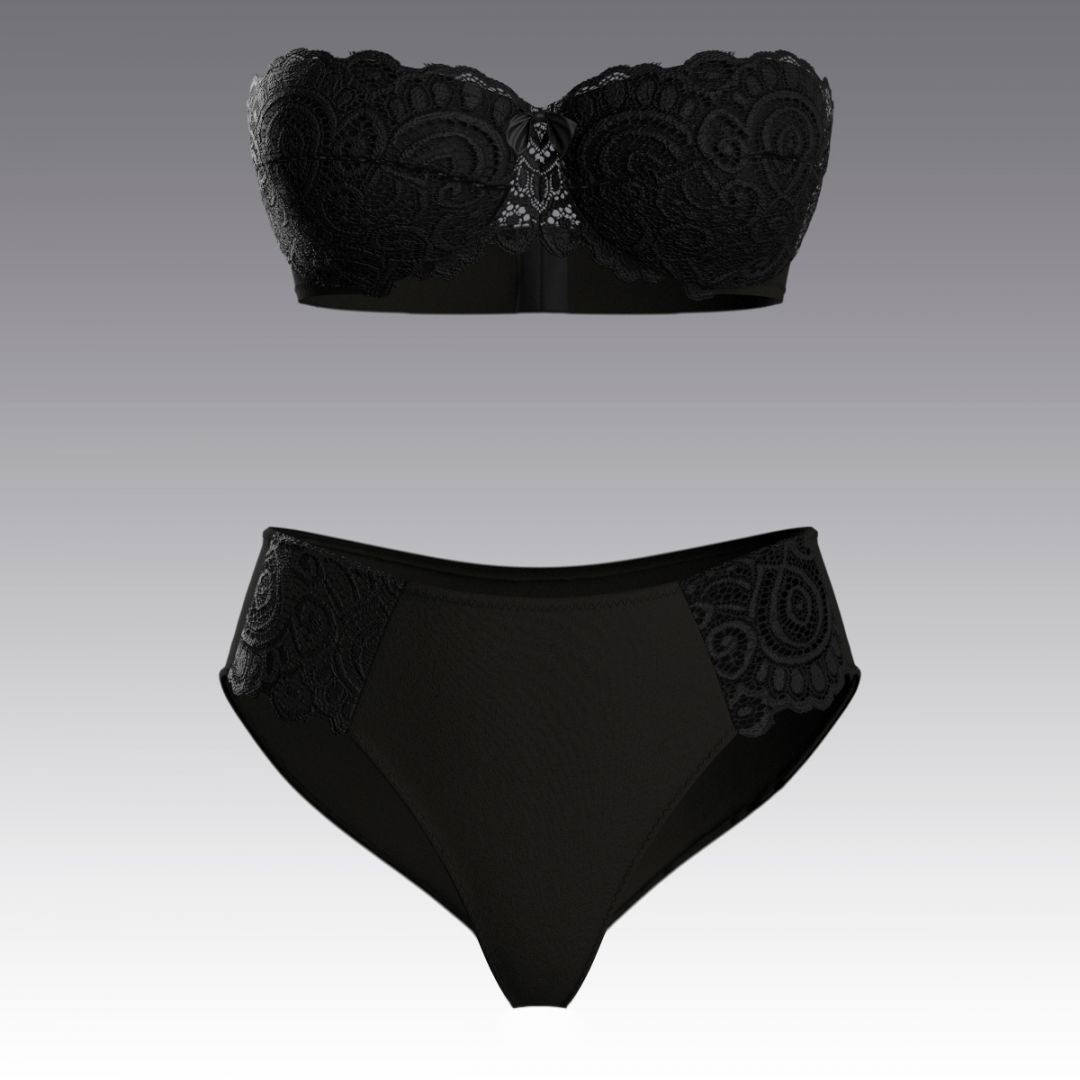 Комплект из хлопка с кружевом 4024.02.23 ARDI черный