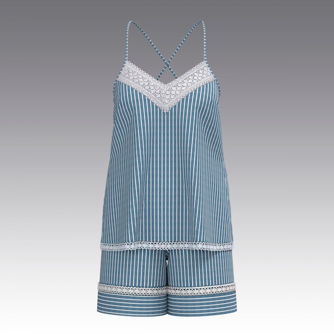 Пижама с топом и шортами из вареного хлопка 2982.40.55 ARDI синий