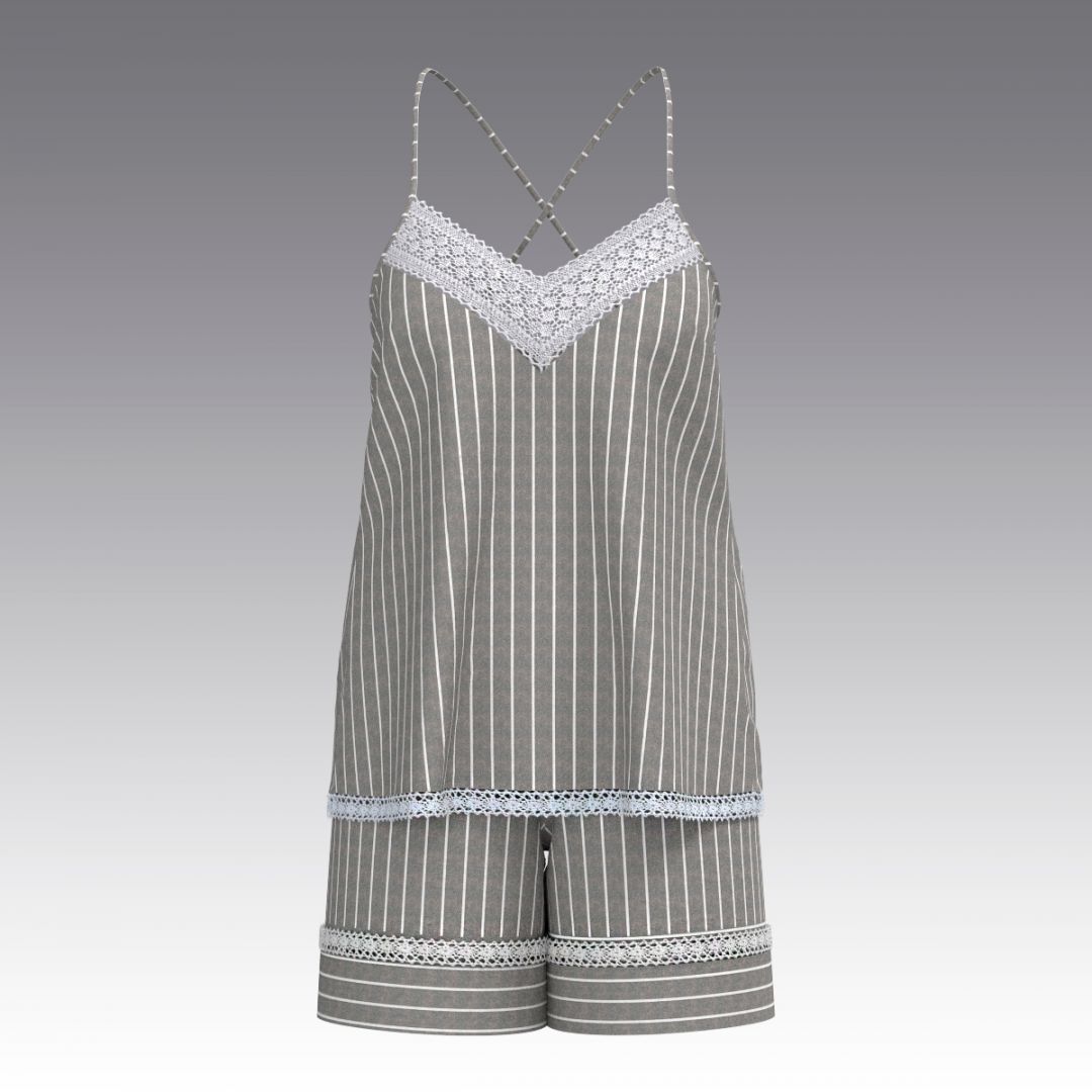 Пижама с топом и шортами из вареного хлопка 2981.40.55 ARDI серый
