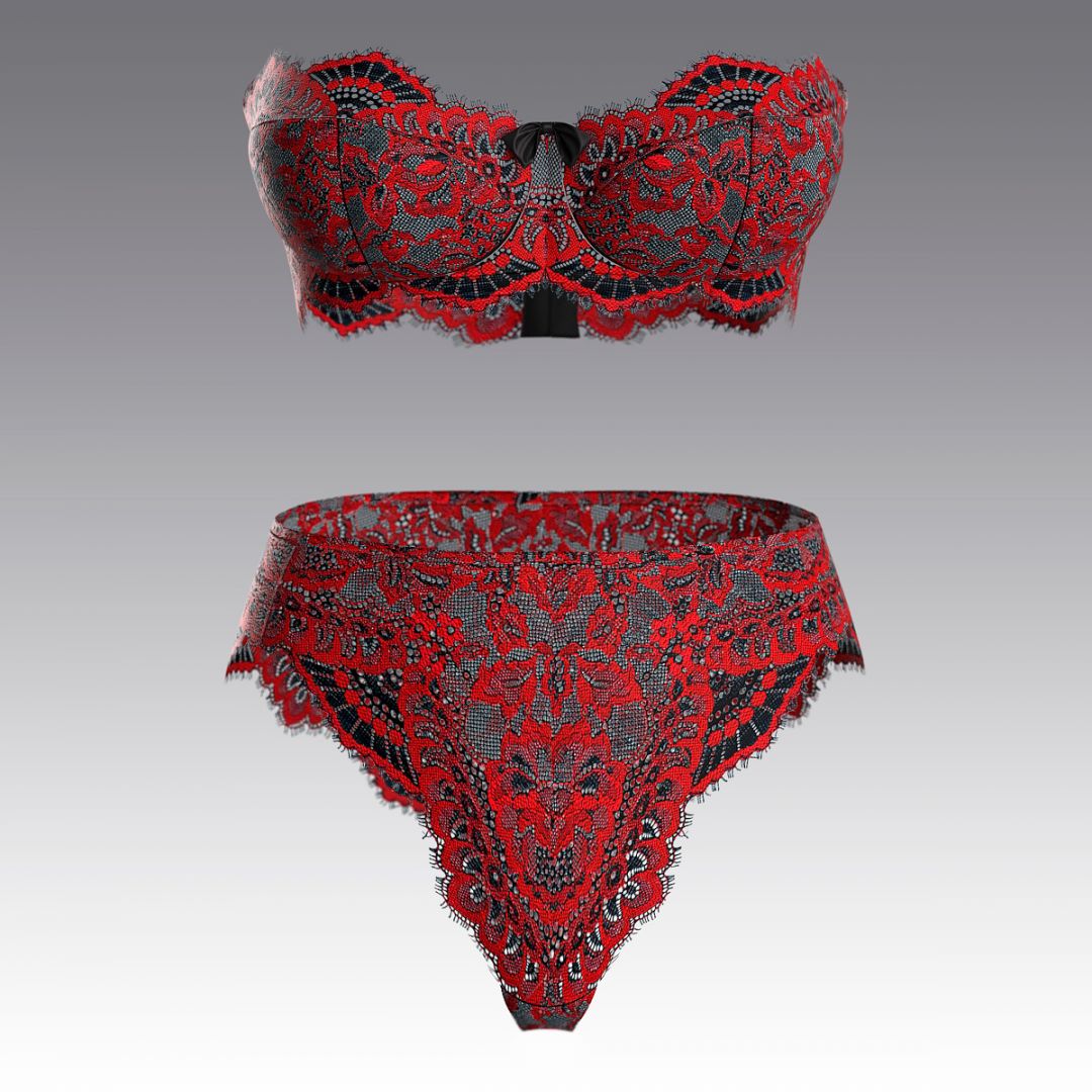 Комплект с балконетом из кружева Шантильи 4059.18.21 ARDI красный