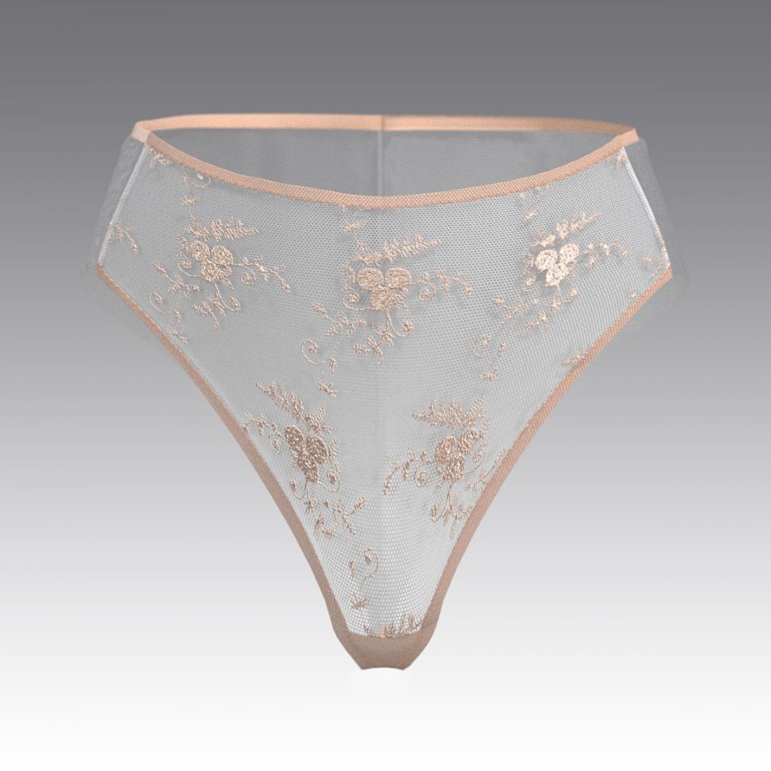 Высокие бразилиано из тюля с вышивкой 2995.21 ARDI сливочный 