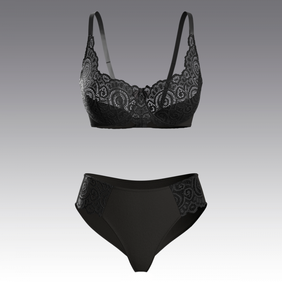 Комплект из хлопка с кружевом 4024.16.23 ARDI черный