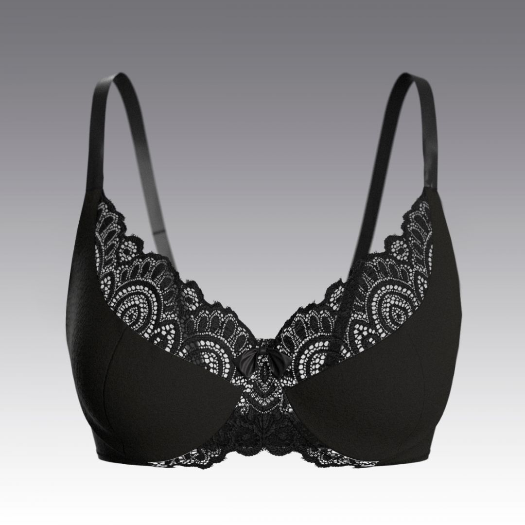 Бюстгальтер без косточек из хлопка с кружевом 4024.19 ARDI черный