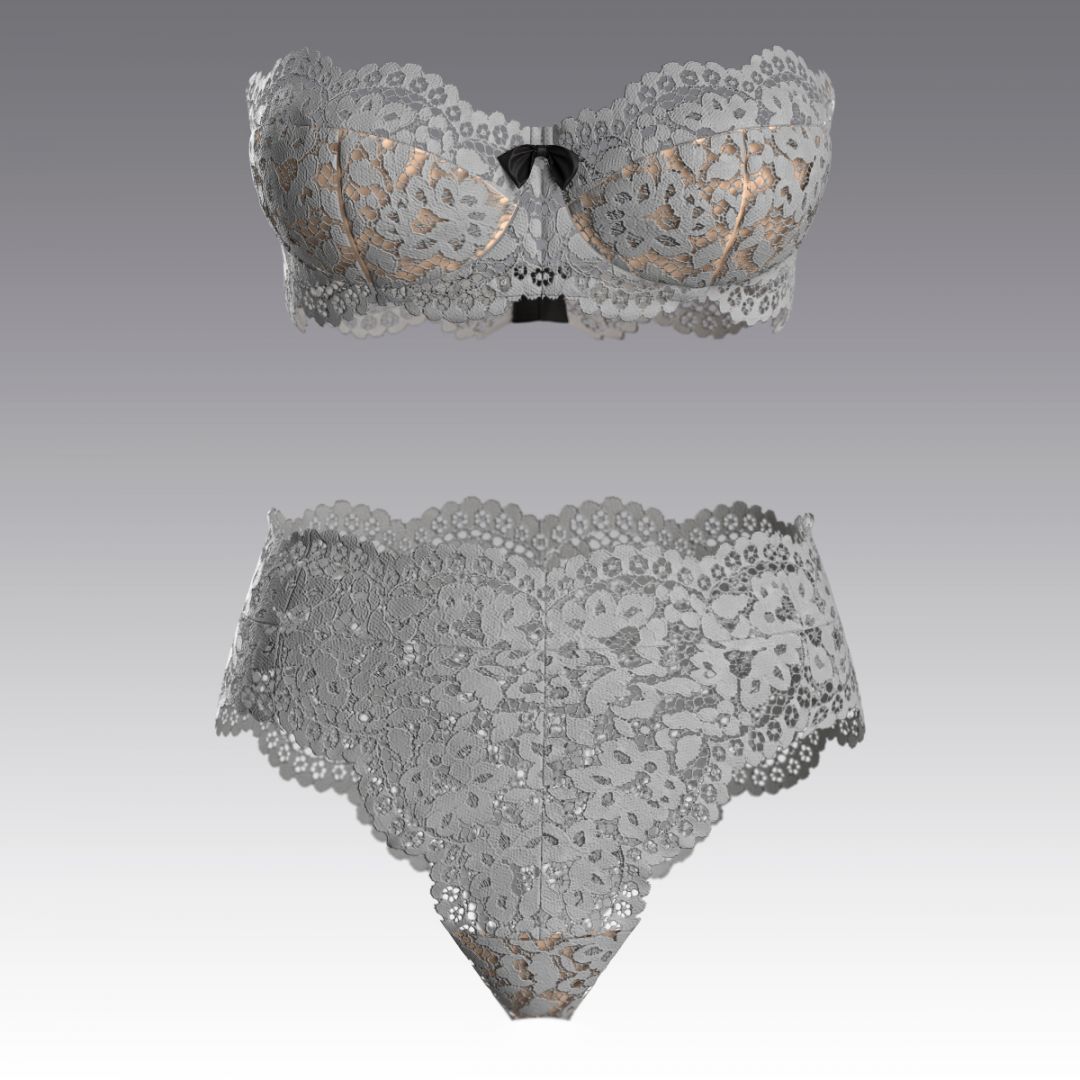 Комплект с балконетом из кружева 4049.18.21 ARDI серый