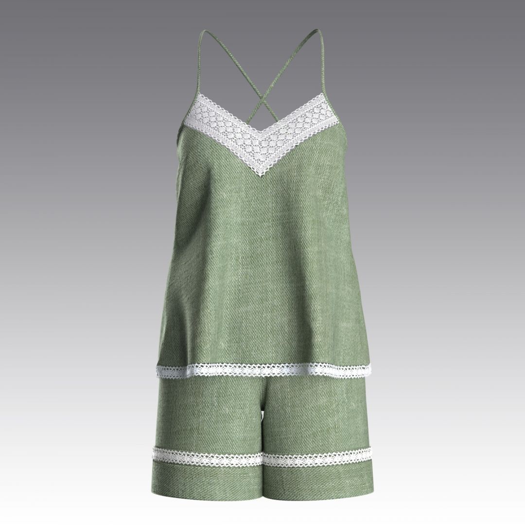 Пижама с топом и шортами из вареного хлопка 4056.40.55 ARDI хвойный