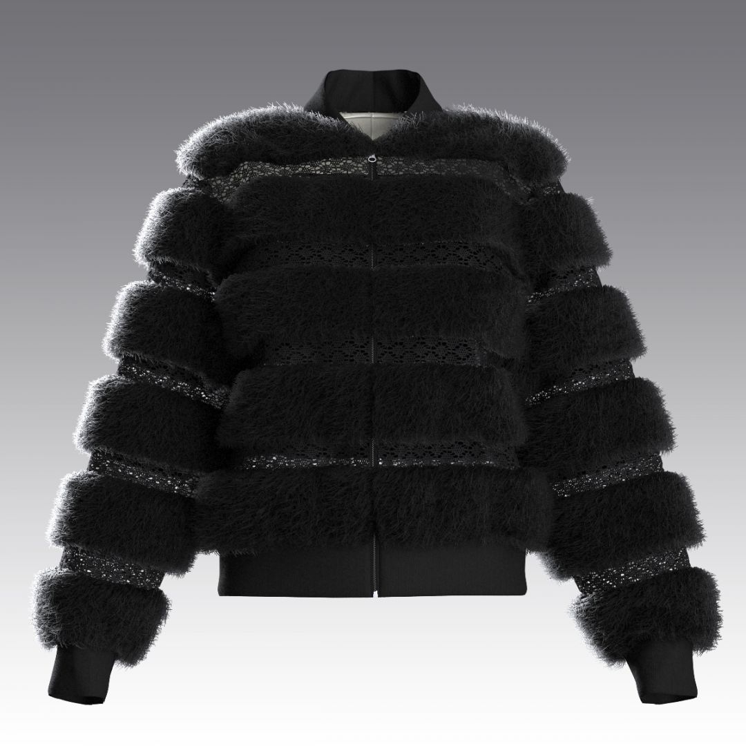 Крафтовый бомбер из шерстяного меха и кроше 4031.43 ARDI черный