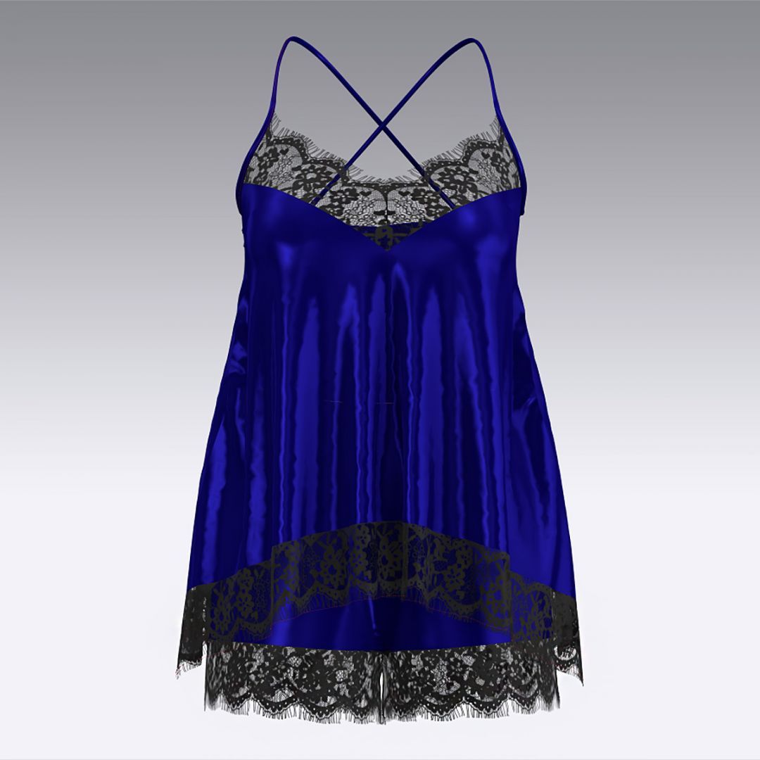 Пижама из шелка и кружева 2941.50 ARDI синий