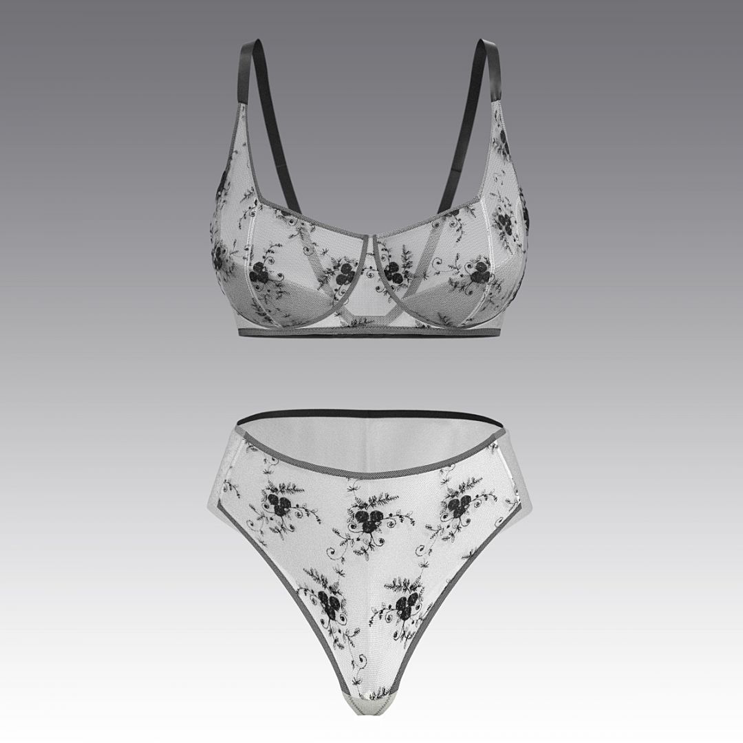 Комплект из тюля с вышивкой 2996.16.21 ARDI белый с черным