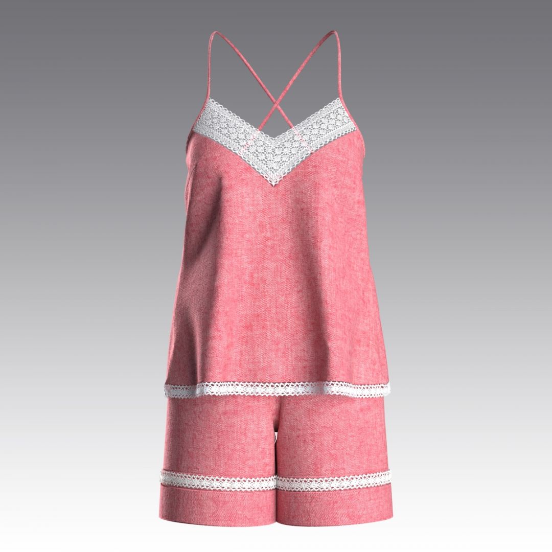 Пижама с топом и шортами из вареного хлопка 4055.40.55 ARDI гранатовый