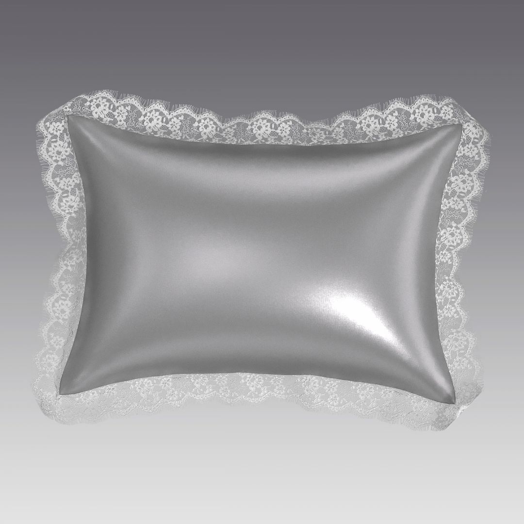 Комплект наволочек из шелка с кружевом 2шт. 5006.05 ARDI серый