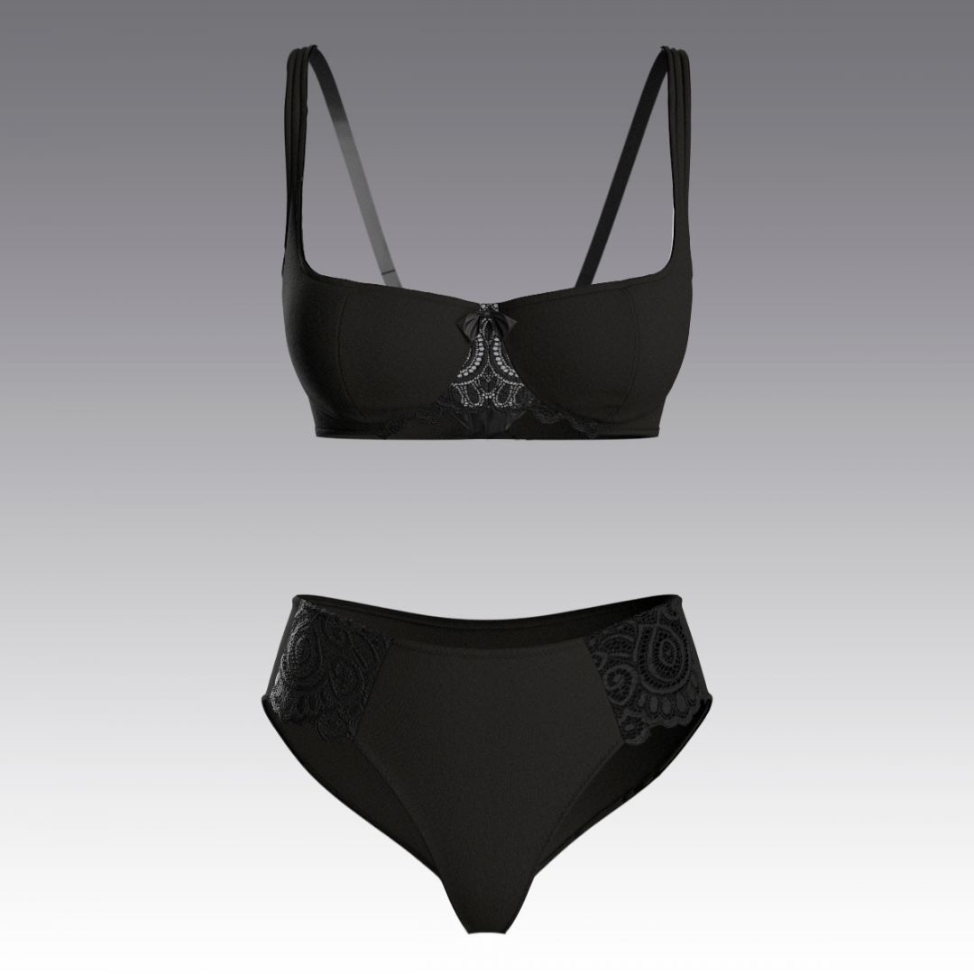 Комплект из хлопка с кружевом 4024.04.23 ARDI черный