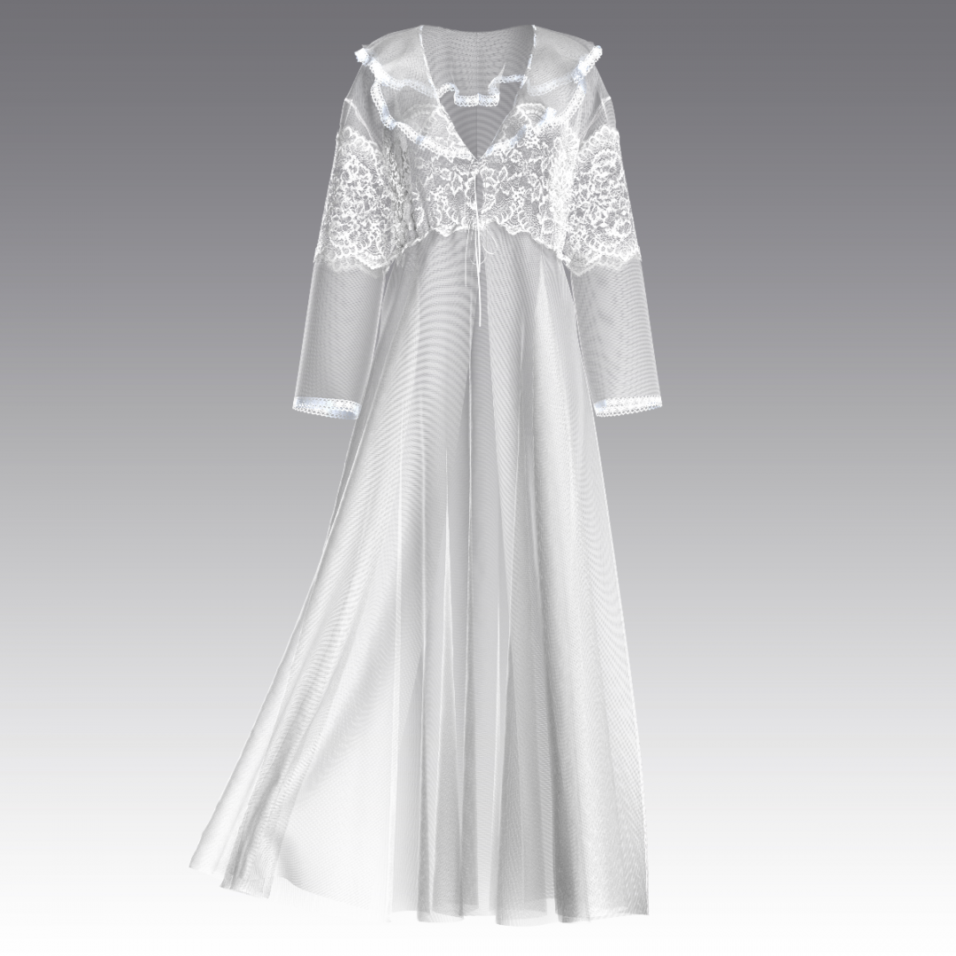 Пеньюар с кружевом в пол 4045.47 ARDI белый