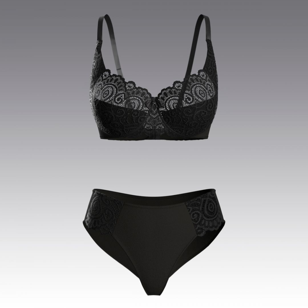 Комплект из хлопка с кружевом 4024.15.23 ARDI черный
