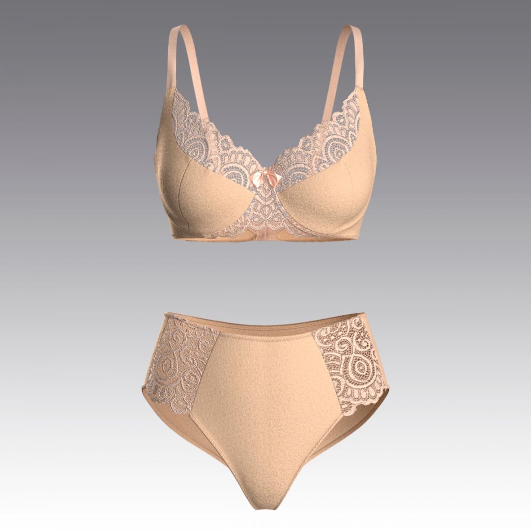 Комплект без косточек из хлопка с кружевом 4023.19.24 ARDI бежевый
