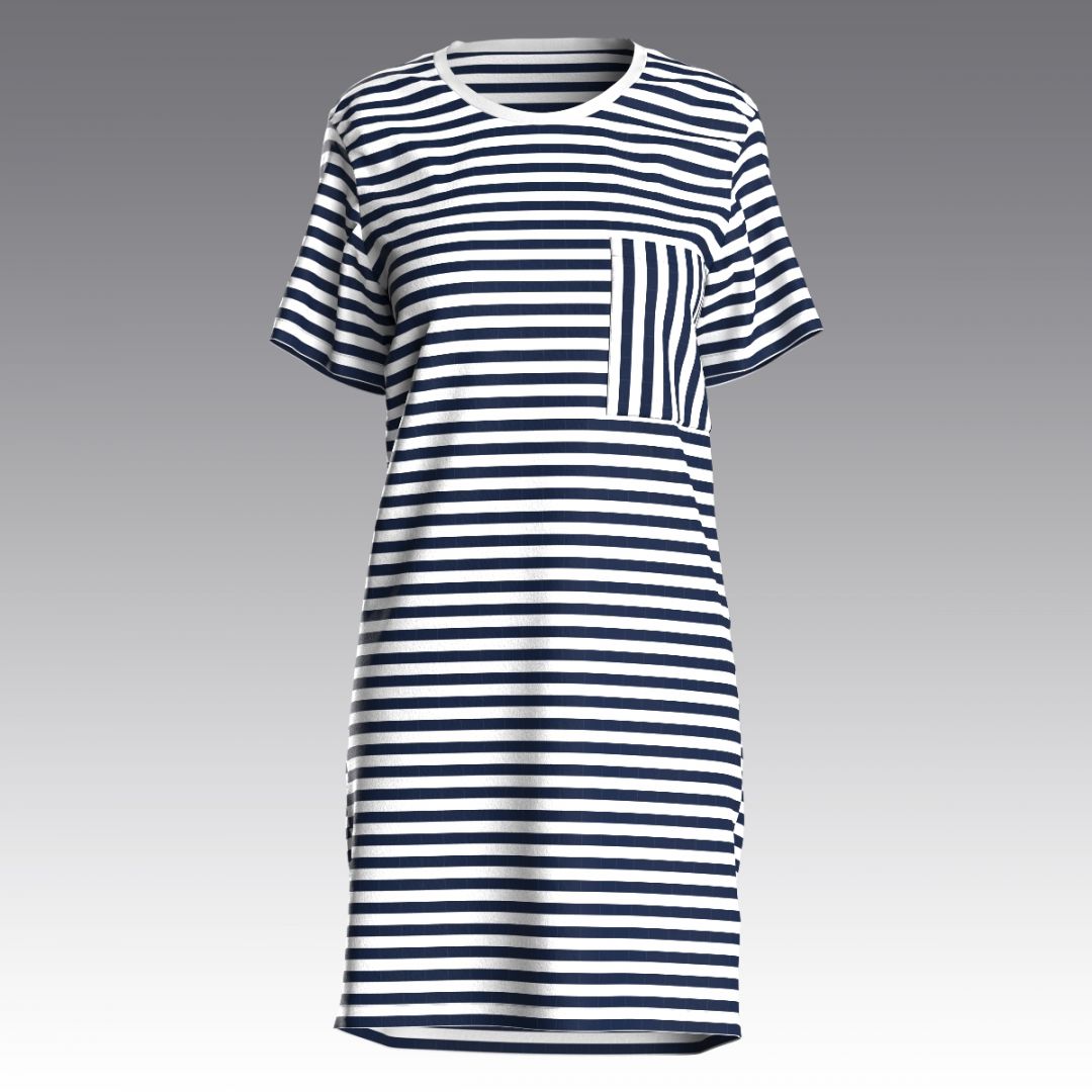 Платье-футболка свободное в полоску 4021.47 ARDI белый