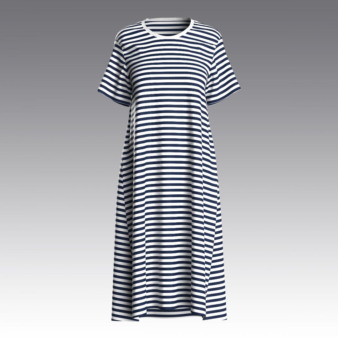 Платье свободное в полоску 4021.48 ARDI белый