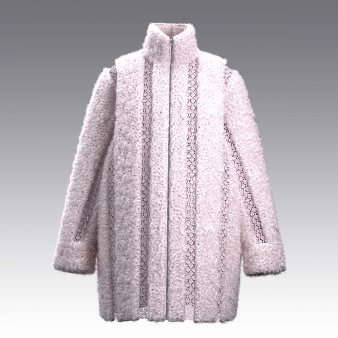 Крафтовая шуба из шерстяного меха и кроше 4027.54 ARDI карамель