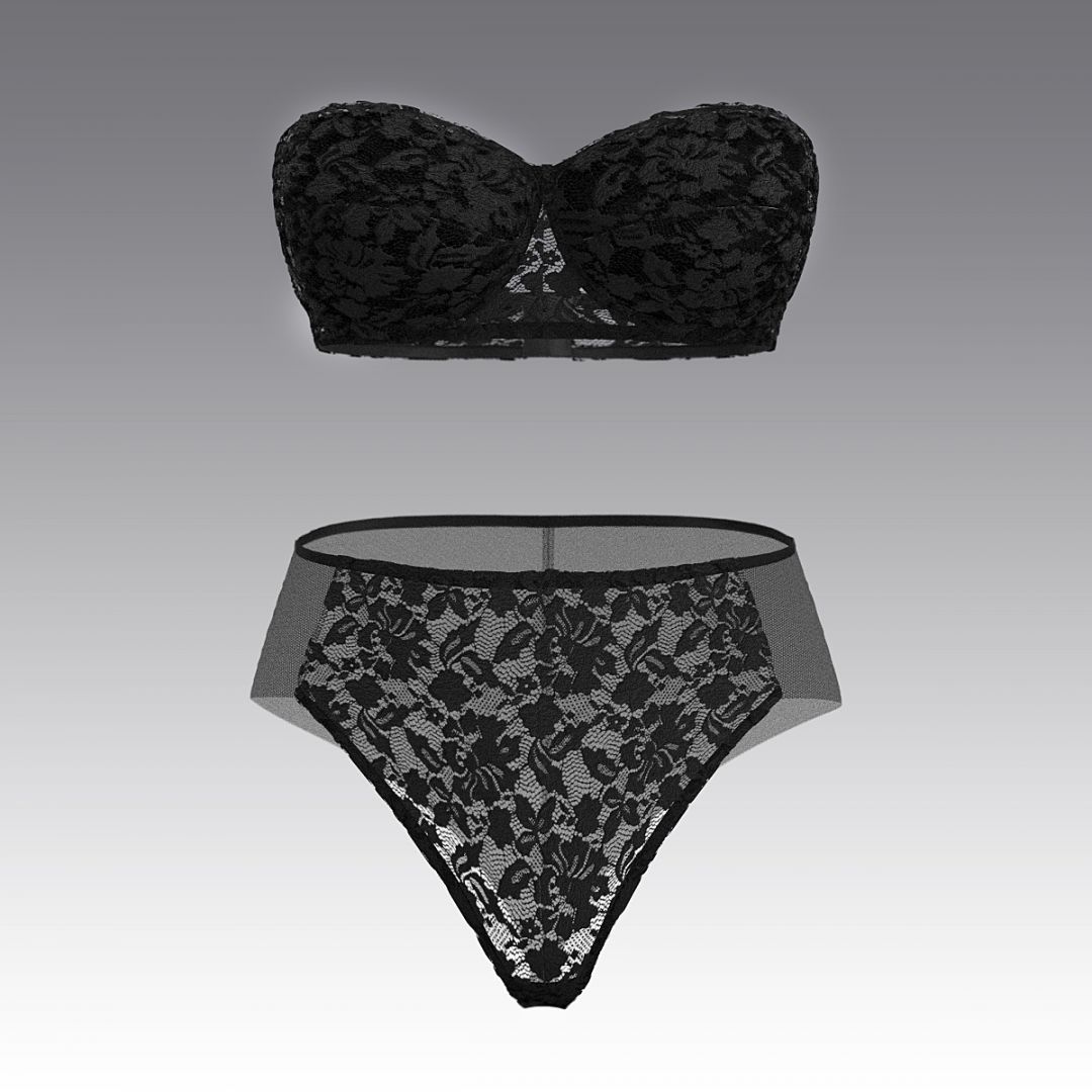 Комплект с балконетом из кружева 2963.18.21 ARDI черный