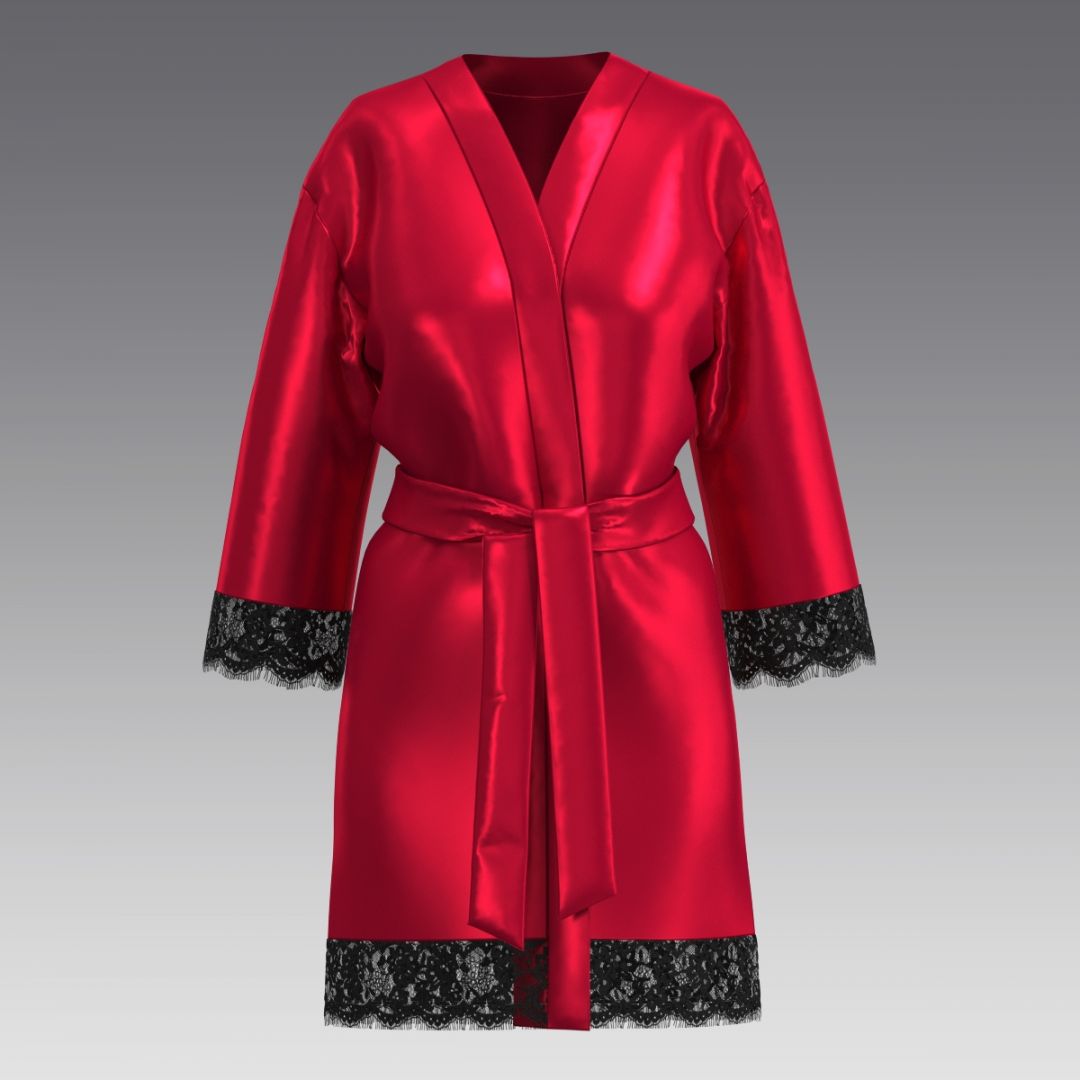 Халат из шелка и кружева 2944.48 ARDI красный