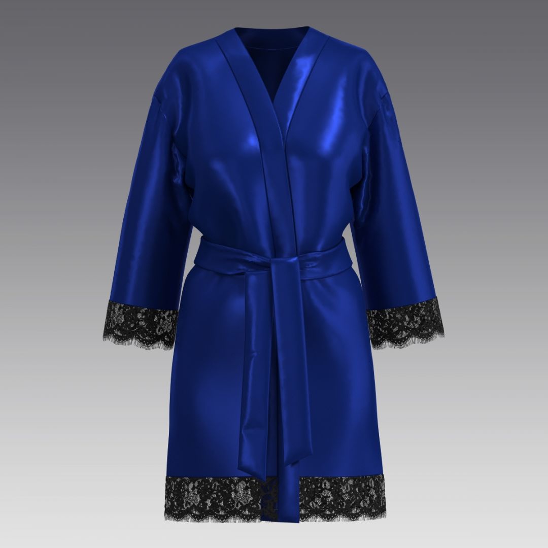 Халат из шелка и кружева 2941.48 ARDI синий