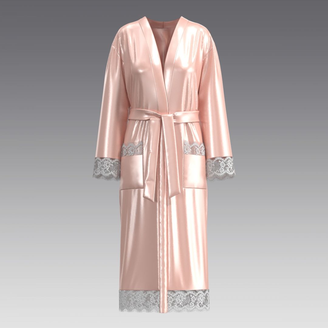 Халат из шелка и кружева 4068.49 ARDI персиковый