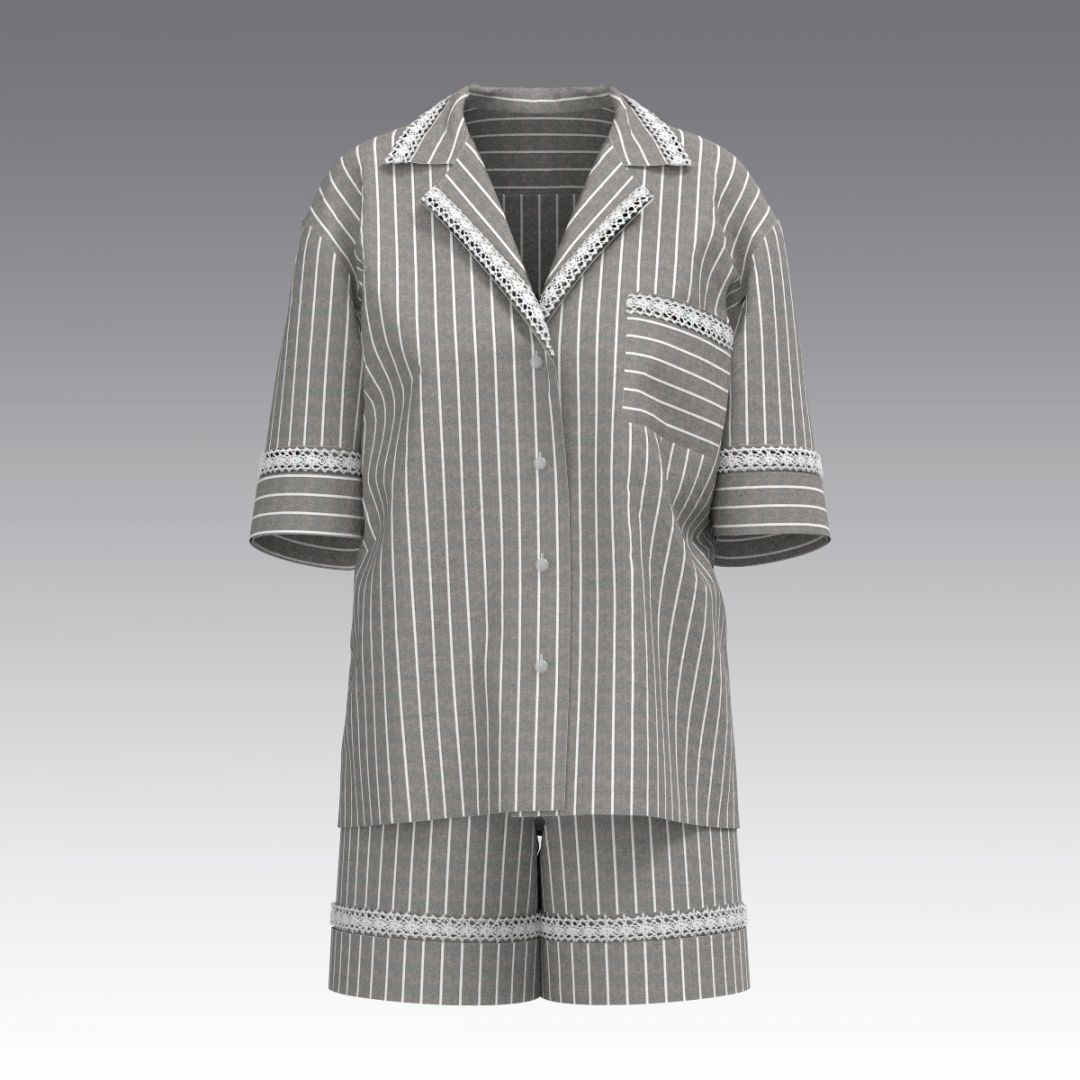 Костюм с шортами пижамном стиле из вареного хлопка 2981.53.55 ARDI серый