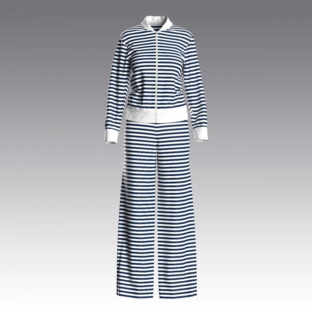 Брючный комплект с бомбером в полоску 4021.45.58 ARDI белый