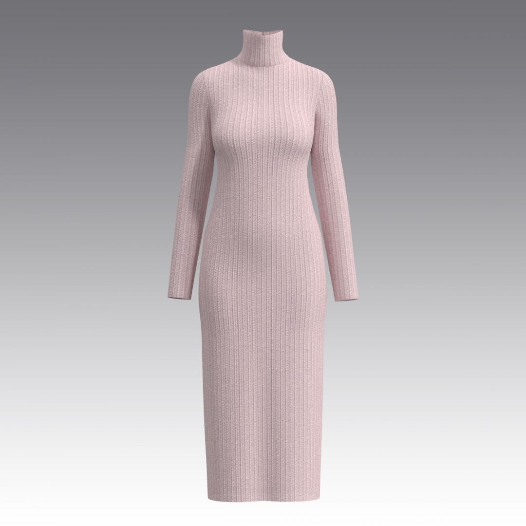 Платье из трикотажа в рубчик 2914.48 ARDI розовый