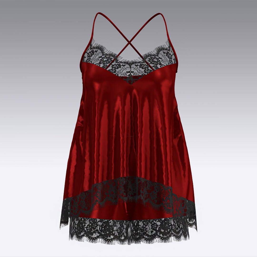 Пижама из шелка и кружева 2942.50 ARDI рубиновый