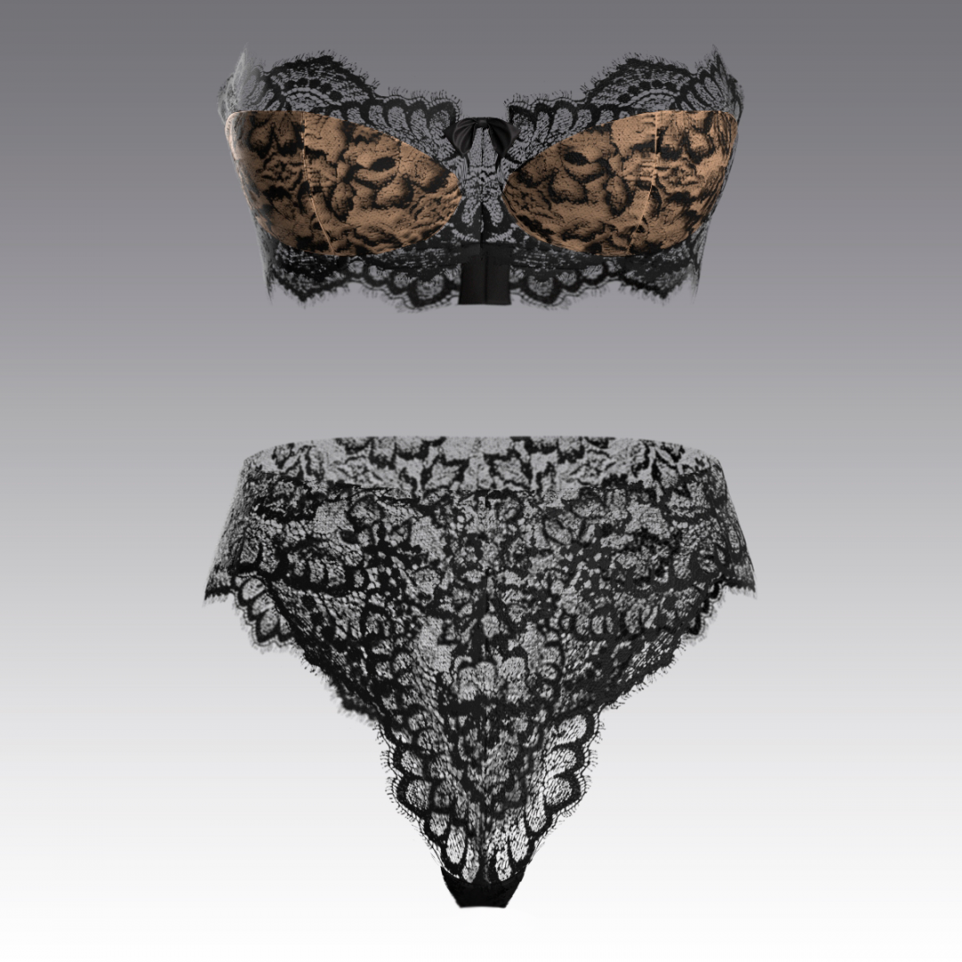 Комплект с балконетом из кружева Шантильи 4044.18.21 ARDI черный