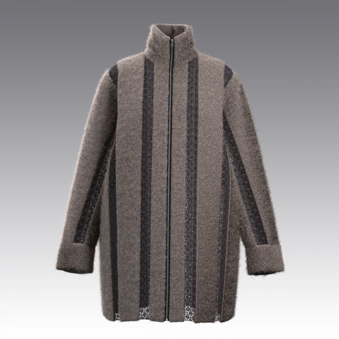 Крафтовая шуба из шерстяного меха и кроше 4029.54 ARDI шоколадный