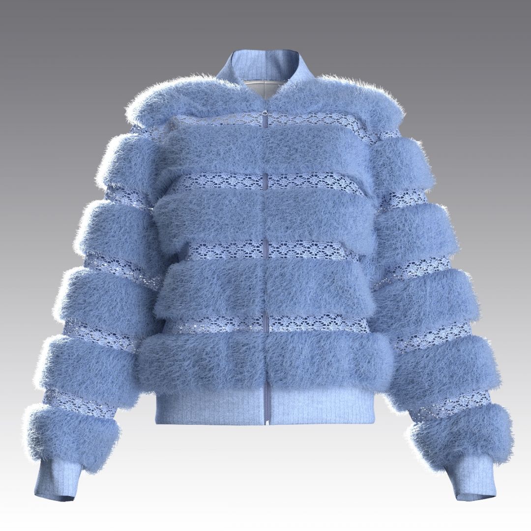 Крафтовый бомбер из шерстяного меха и кроше 4030.43 ARDI джинс