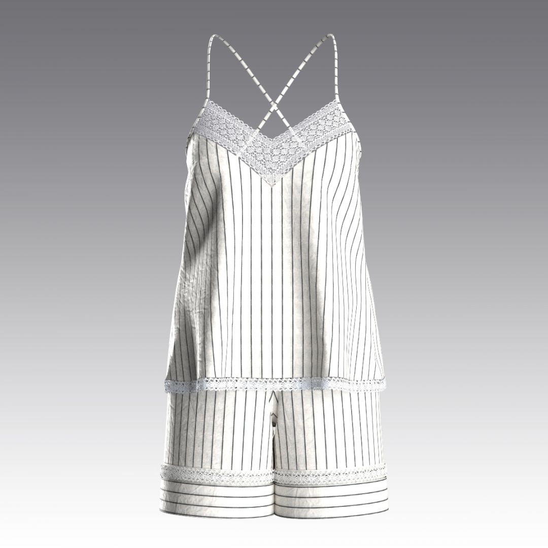 Пижама с топом и шортами из вареного хлопка 4026.40.55 ARDI молочный