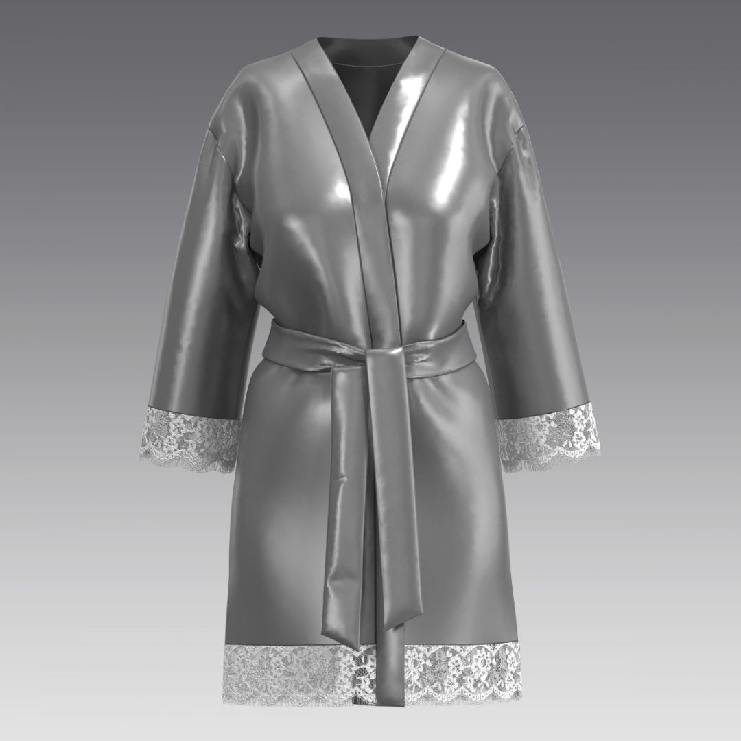 Халат из шелка и кружева 5006.48 ARDI серый