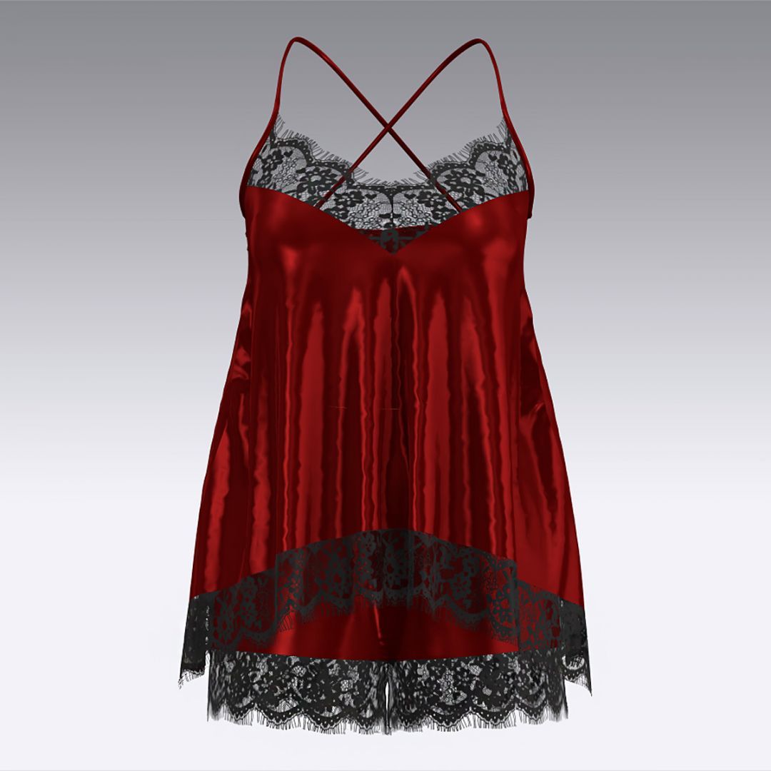 Пижама из шелка и кружева 2942.50 ARDI рубиновый