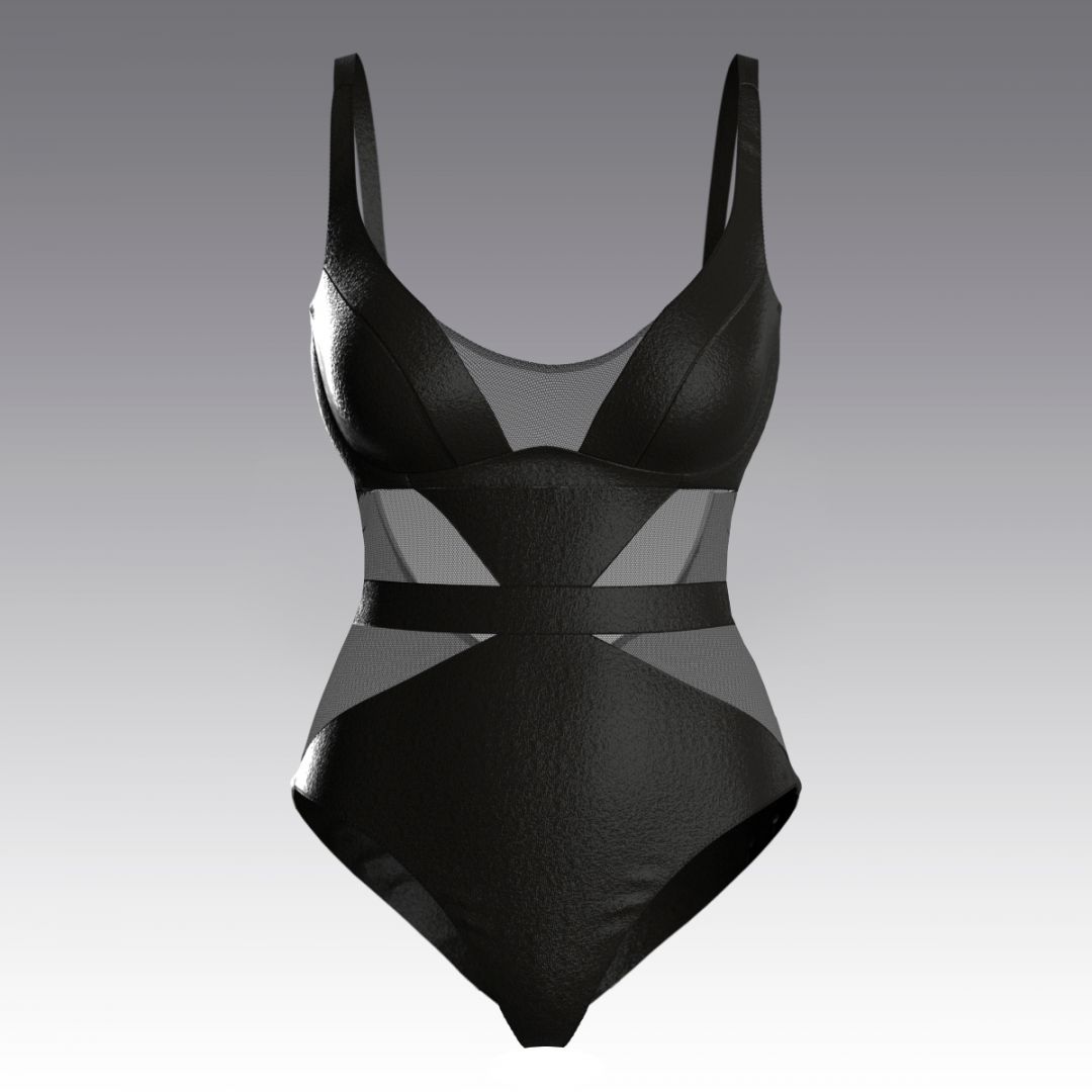 Купальник слитный со вставками из сетки 3052.71 ARDI черный