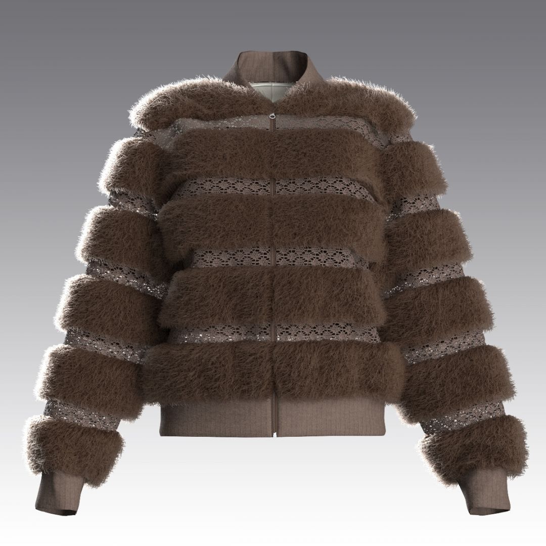 Крафтовый бомбер из шерстяного меха и кроше 4029.43 ARDI шоколадный