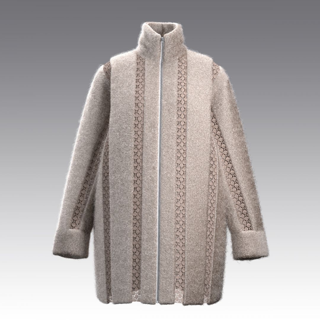 Крафтовая шуба из шерстяного меха и кроше 4032.54 ARDI латте