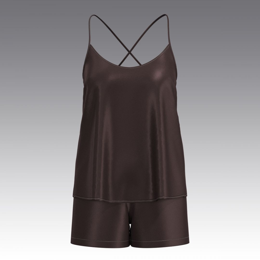 Шелковый комплект топ и шорты 2059.40.56.4 ARDI шоколадный