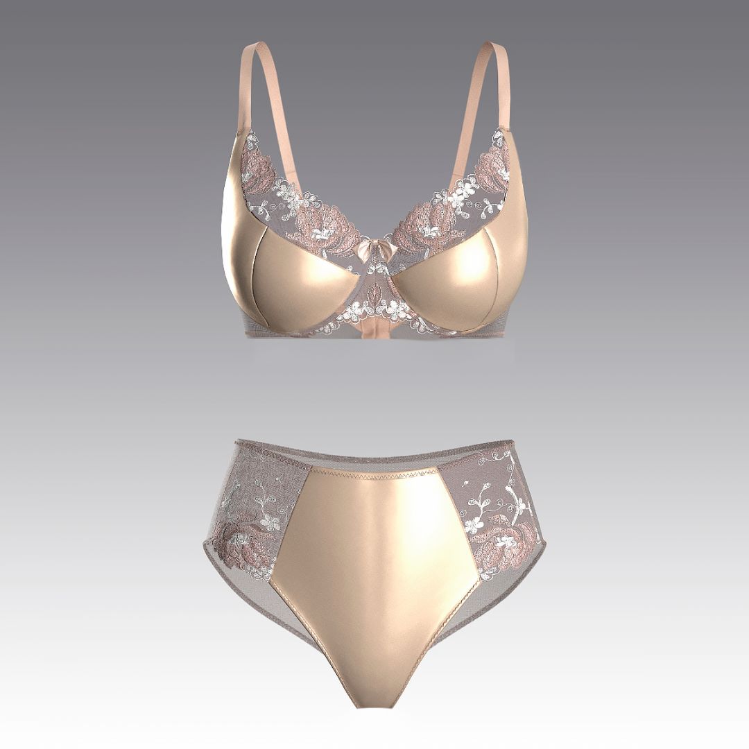 Комплект из атласа с вышивкой 4107.11.24 ARDI тауп