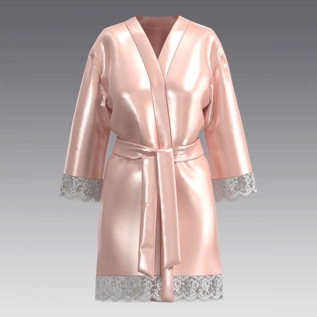 Халат из шелка и кружева 4068.48 ARDI персиковый