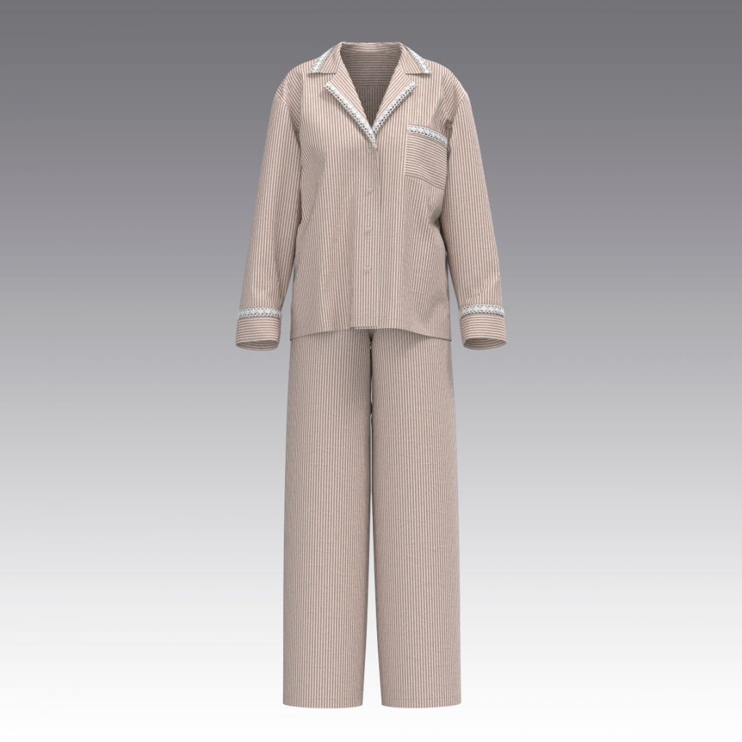 Костюм в пижамном стиле из вареного хлопка 2980.54.58 ARDI бежевый